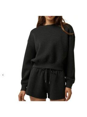 Travis Mathew Cloudscape Pullover Sweatshirt Heather Black Women's Size Large